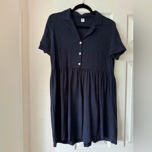 SOLD - Navy Linen Babydoll Dress